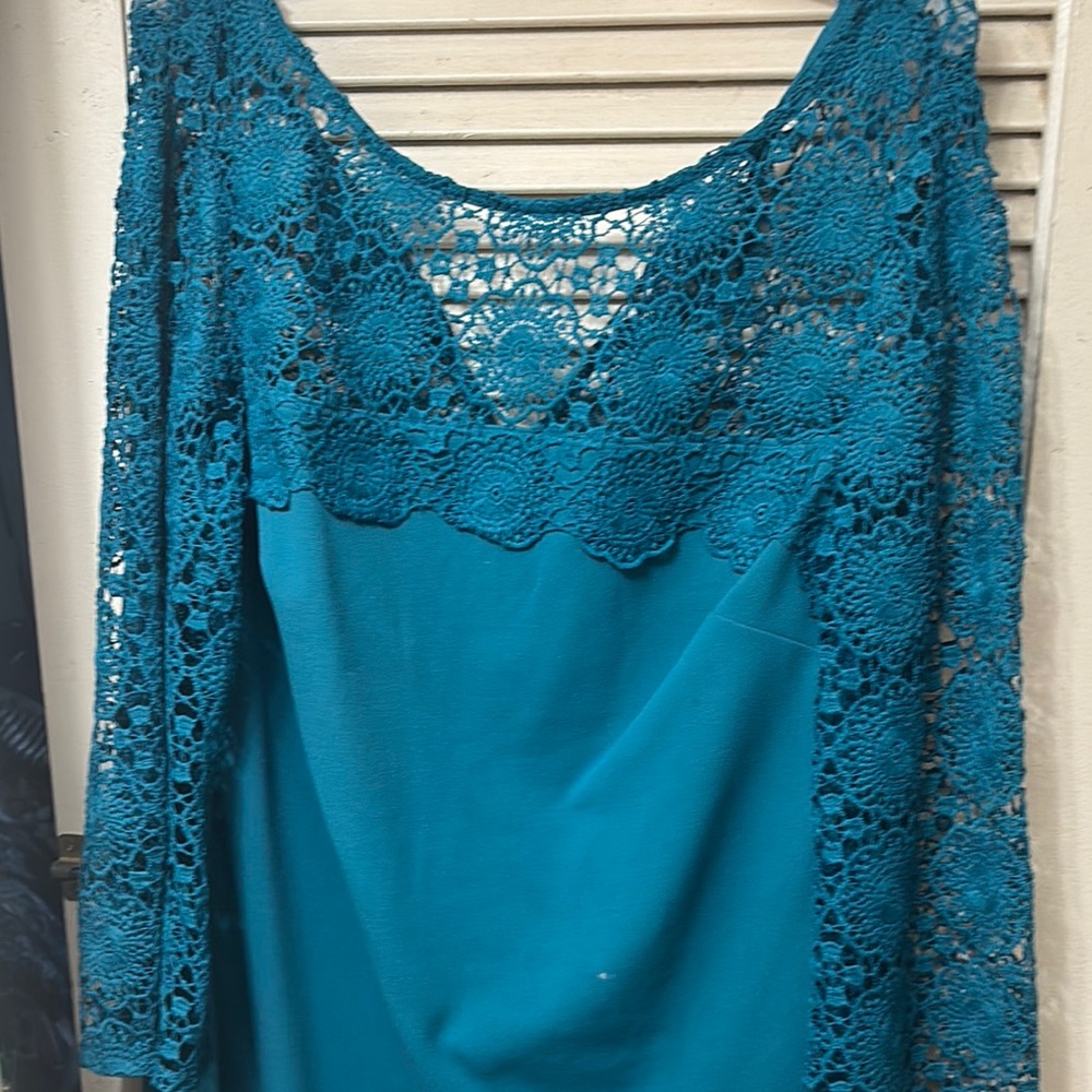 Teal Lace Overlay Dress
